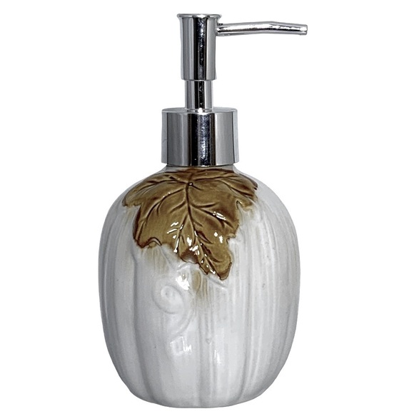Harvest Pumpkin On The Vine Soap or Lotion Pump Dispenser Functional Art White - Picture 1 of 10